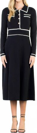 THML Clothing Laurie Knit Midi Dress In Black White Trim