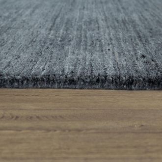 Paco Home Alfombra Elegante Hecha A Mano De Alta Calidad De Algod&oacute;n Y Ray&oacute;n Viscosa Jaspeada En Gris Oscuro 80x150 Cm - Paco Home