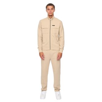 Duck and Cover Heren Tames Volledige Ritssluiting Hoodie en Joggingbroek Set (Steen)