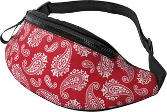 Generic Red Pai-Sley Seamless Pattern Waist Bag Bum Bag Fashion Bumbags For Outdoors Gym Travel 14X35Cm