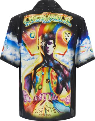 Casablanca Cosmic Print Silk Twill Shirt - Black