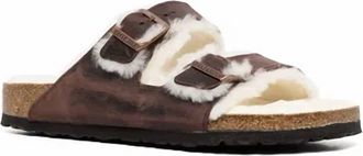Birkenstock Womens Arizona Shearling Sandal In Habana