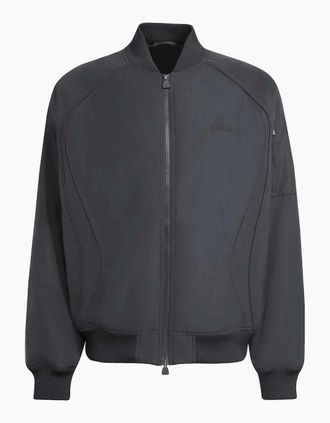 adidas Mens Teamgeist Solid Patterned Zipped Pocket Mock Neck Ribbed Cuff Bomber Jacket - Black - Size: 44/Regular