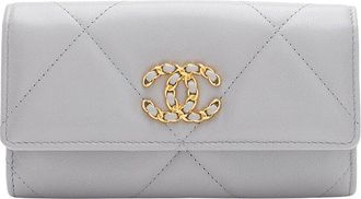 Chanel Grey Lambskin 19 Flap Wallet (Authentic Pre-Loved)