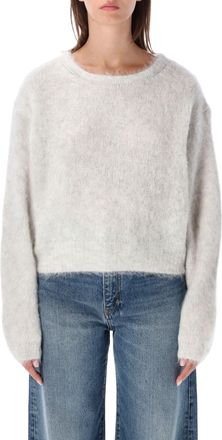 American Vintage Textured White Knit Sweater with Rounded Silhouette