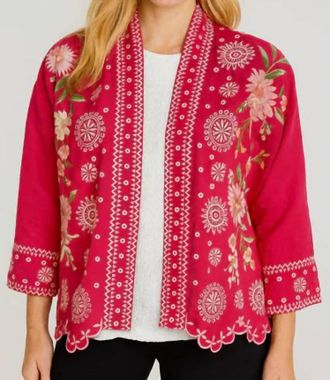 Johnny Was Della Linen Cropped Kimono In Jazzy