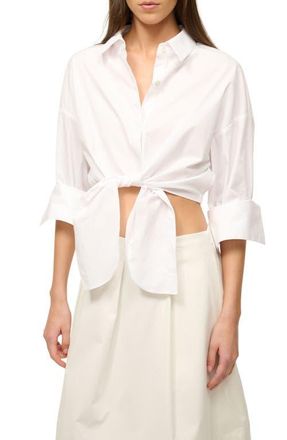 Staud Lisa Tie Front Shirt in White at Nordstrom, Size X-Large