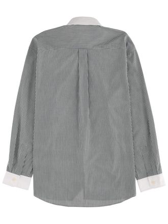 Sporty & Rich Logo-Striped Cotton Shirt - Green