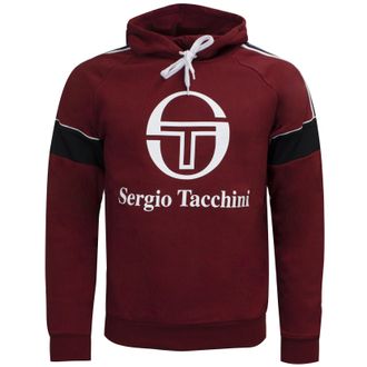 Sergio Tacchini Heren Dealtry Hoodie Grafische Logo Trui Bourgondi&euml; 38364 650