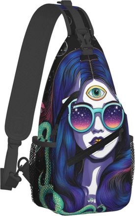 Generic Casual Crossbody Sling Bag Greek Goddess Snake Qu-Een Medusa Mushroom Art Sling Backpack Anti Theft Shoulder Bags for Men Travel Running