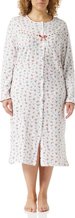 Marlon Womens Ellie Classic Button Through Nightgown - Soft & Comfy Jersey Front Opening Nightdress With Long Sleeves - Cosy & Breathable Sleepwear, Spice Re