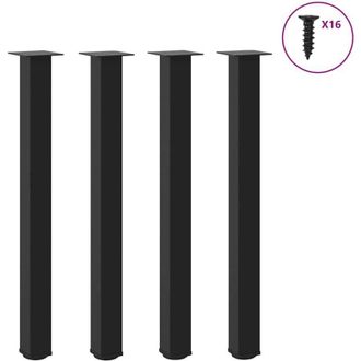 vidaXL Patas Para Mesa De Bar (4 Unidades), Color Negro, 90-92 Cm, Acero Vidaxl