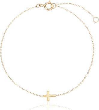 Lily & Roo Solid Gold Tiny Cross Bracelet