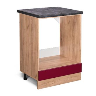 Vicco Armario Para Horno Empotrado R-line, Rojo Burdeos Alto Brillo, 60 Cm, Et Antracita Vicco