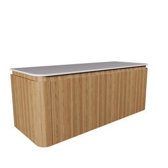 Royal Plaza Terra Badkamermeubelset - 120x46.2x46cm - solid surface topblad wit mat - 2 lades - sandwood (licht eiken)