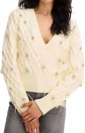 Allison New York Briar V-Neck Sweater In Ivory