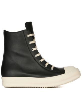 Rick Owens Black Smooth High-Top Sneakers
