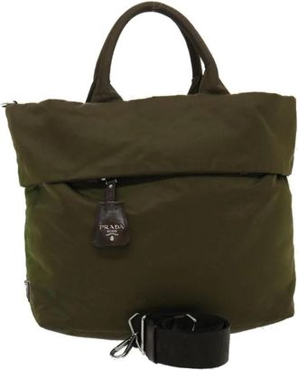Prada Pre-owned Tote Bags, female, Green, Size: ONE SIZE Pre-owned Vintage Nylon Tote Bag