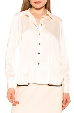 Alexia Admor Rylin Silky Front Button Blouse in Oat at Nordstrom Rack, Size 10