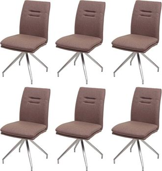 Hhg Hhg - Juego De 6 Sillas De Comedor 922, Silla De Cocina Sill&oacute;n Silla, Tela/textil Acero Inoxidable Cepillado, Marr&oacute;n
