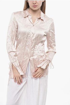 Blumarine Crinkled-Effect Satin Blouse size 42