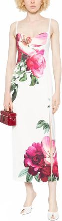 Alice & Olivia Nina Empress Bloom Midi Dress In White Floral