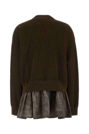 Uma Wang Womens Brown Cotton Blend Oversize Cardigan Exterior: Silk Maglieria