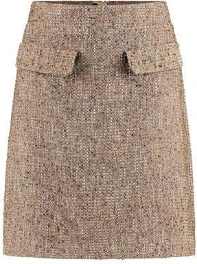 Claudia Sträter tweed korte rok gebreid beige