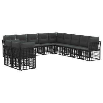 vidaXL Conjunto De Sof&aacute;s De Exterior Negro Poli&eacute;ster Vidaxl