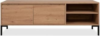 Calicosy Mueble de TV con 2 abatibles y 2 nichos de efecto madera - L150 cm