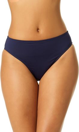 Anne Cole Womens Live In Color Solid Clean Midrise Swim Bottom in Navy at Nordstrom, Size X-Small