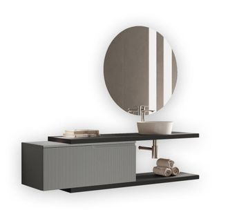 Aquadesign Mueble de ba&ntilde;o 5 piezas en mdf antracita/gris mate