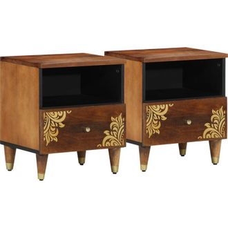 vidaXL Vidaxl - Armario De Noche Con Caj&oacute;n 2 Pcs Marr&oacute;n Miel 40 X 33 X 46 Cm