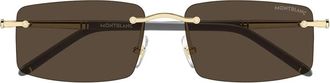 Montblanc Mb 0443S Rimless Zonnebril - unisex - Zonnebrillen - Geel - 56 MM - Nylon - Accessoires