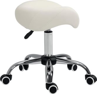 OEM Taburete Con Ruedas Taburete Giratoria Con Altura Ajustable Taburete Cosm&eacute;tica Dentista Peluqueria 52x53x49-61cm Blanco