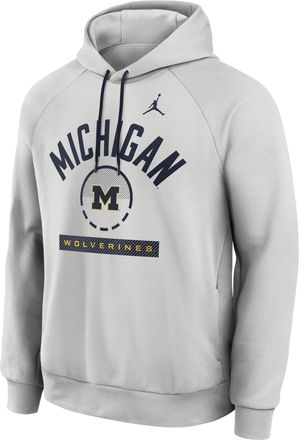 Nike Mens Michigan Courtside Jordan Brand Dri-FIT College Pullover Hoodie in Grey | 0JEJ0DJ9MWN-USU
