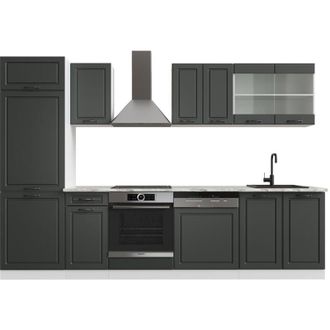 Vicco Mueble de cocina R-Line, Antracita casa de campo/blanco, 300 cm sin encimera