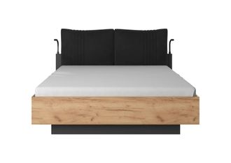 AKL FURNITURE Cama efecto madera Crema y Gris 160x200