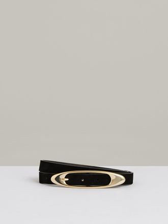 Reiss Evelina Belt Suede Plain, Black Size: M