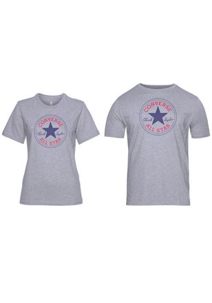 Converse T-Shirt CONVERSE UNISEX CONVERSE GO-TO ALL STAR PATCH LOGO STANDARD FIT T-SHIRT, Damen, Gr. XL, grau, Single Jersey, Obermaterial: 100% Baumwolle, mel