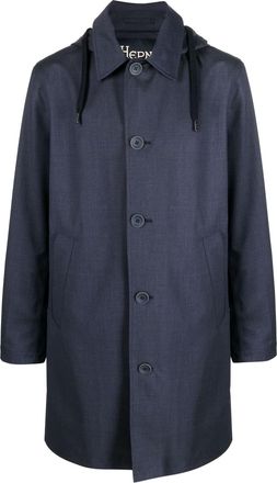 Herno single-breasted parka jacket - men - Polyester/Virgin Wool - 50 - Blue