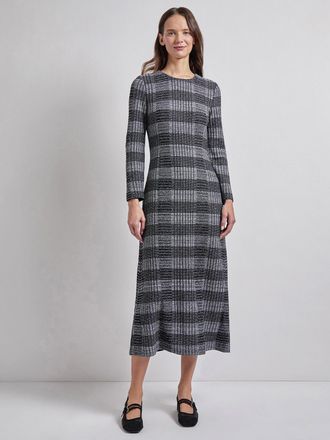 Misook Fit & Flare Tweed Knit Maxi Dress