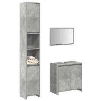 Berkfield Home 3 Piece Bathroom Furniture Set Concrete Grey Engineered Wood
