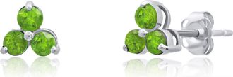 MAX + STONE 14k White or Yellow Gold Small Gemstone Trio Round Stud Earrings