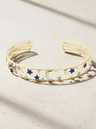 L'atelier Nawbar Bangle In Oro 18 Carati E Smalto Con Diamanti Starry