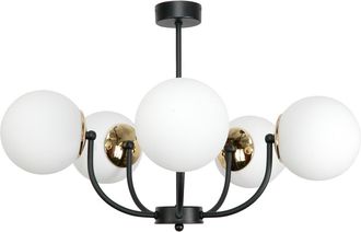 OEM L&aacute;mpara De Techo Colgante Negra Con Pantalla De Cristal Blanco 15-140 Esti Lab