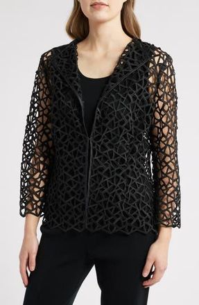 Ming Wang Geometric Cutout Jacket in Black at Nordstrom Rack, Size Xx-Small