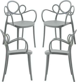 Regalos Miguel Regalos Miguel - Packs Sillas Jard&iacute;n - Pack 4 Sillas Sky Con Reposabrazos - Gris Oscuro