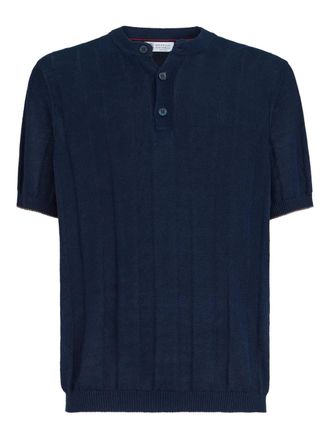 Brunello Cucinelli ribbed Henley top - Blue