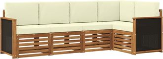 vidaXL Conjunto De Sof&aacute;s De Exterior 4 Uds. Natural Y Crema Vidaxl